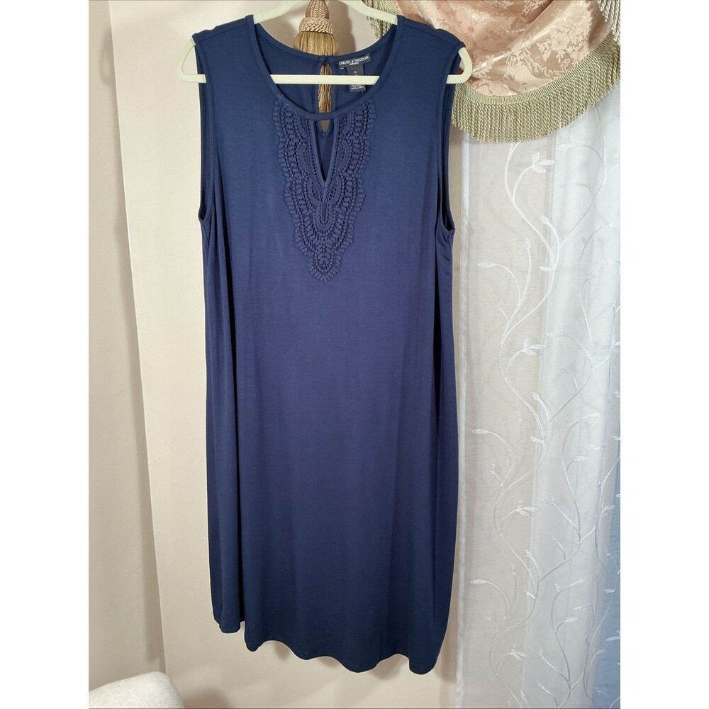 NWT Chelsea And Theodore Midi Navy Women’s Rayon Casual Summer Dress Sz XL